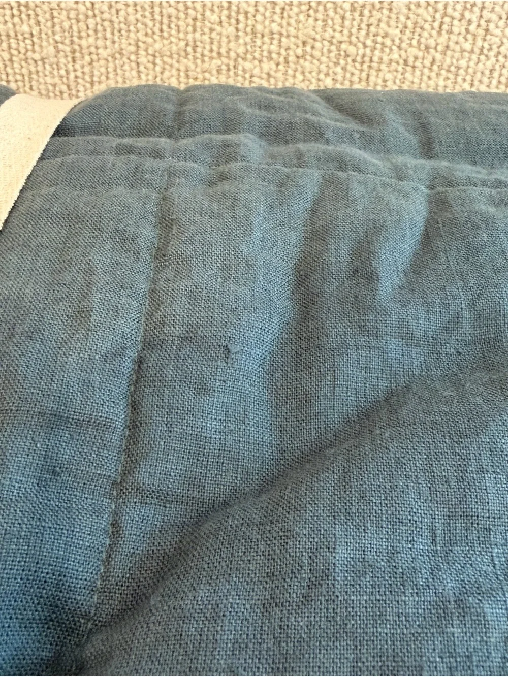 Quince Lightweight European Linen Box Quilt King/Cal King Ocean